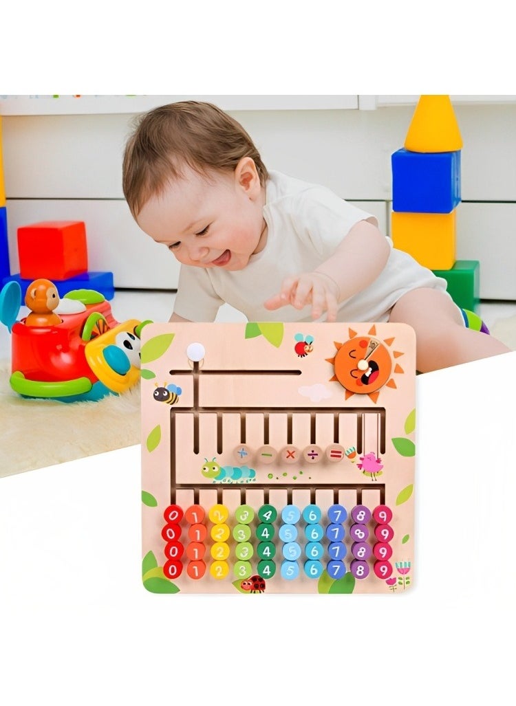 Kids Montessori Wooden Mathematical Calculation Toy, Education Teaching Number Counting Maze Toy for Toddlers, Digital Calculation Math Operation Building Blocks Board  - Image 5