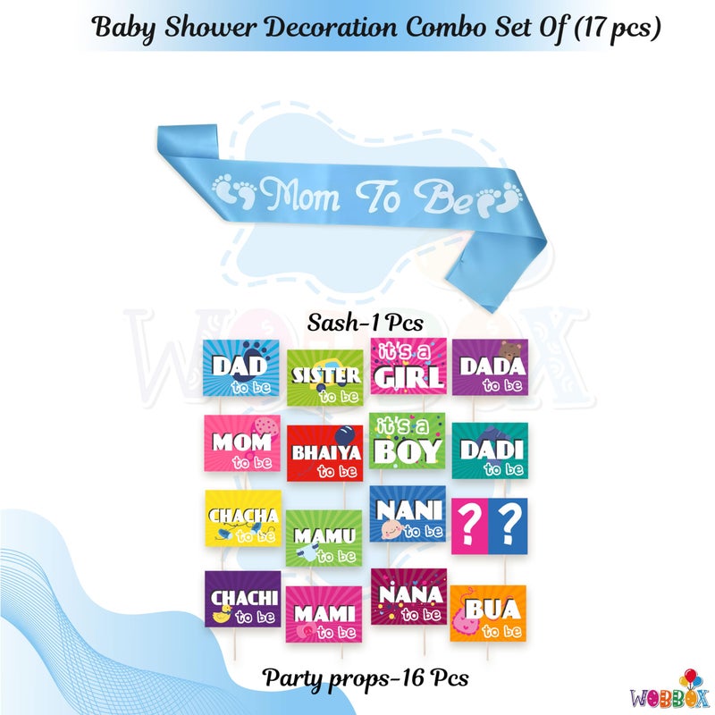 Wobbox Baby Shower Decoration Items| Baby Shower Photo Booth Props for Photoshoot, Mom to Be Satin Sash Daddy to Be Decoration, Godh Bharai Decoration Kit-(FP4861) - Image 2