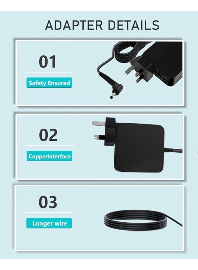 Terabyte 45W Lenovo Laptop Charger for Lenovo IdeaPad 100 110S 120S 300 310 310S 320 320S 330 330S 510 510S 520 710 330S-15IKB 330S-14IKB 320-15IKB S340 S130 S145 S540 Power Supply Adapter (4.0 * 1.7mm) - Image 3