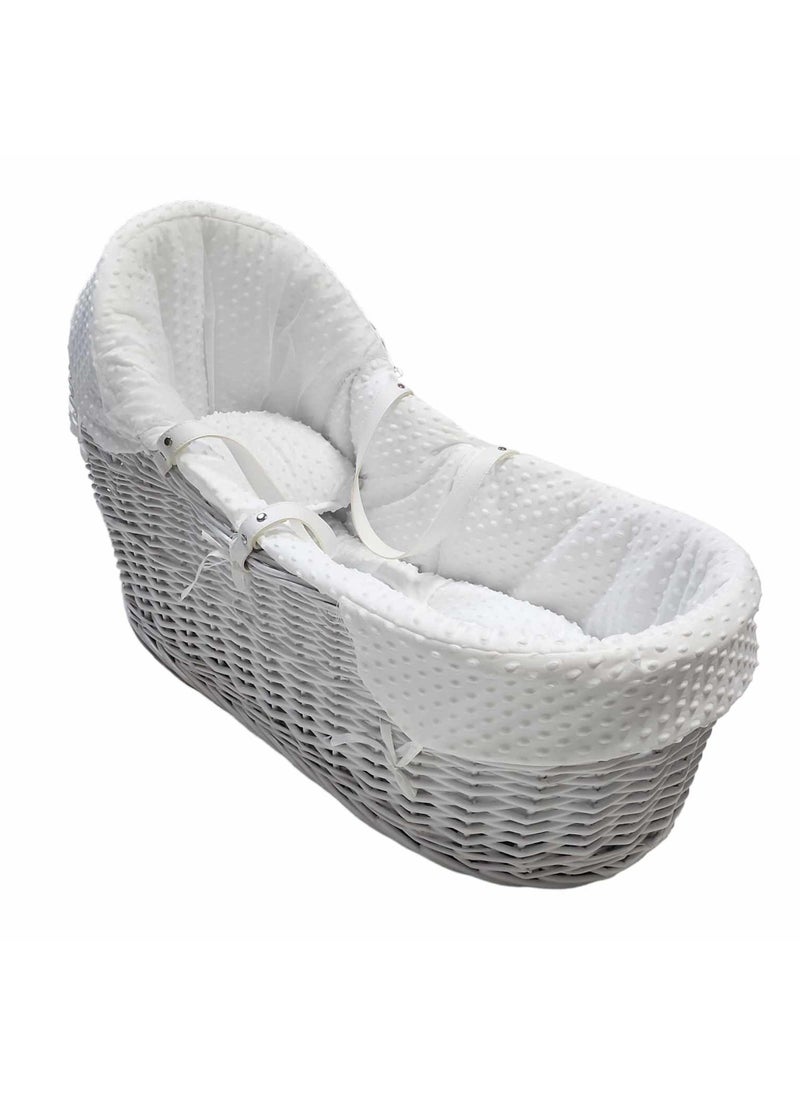 BABYCARA - White Wicker Moses Basket with mosquito net - Image 1