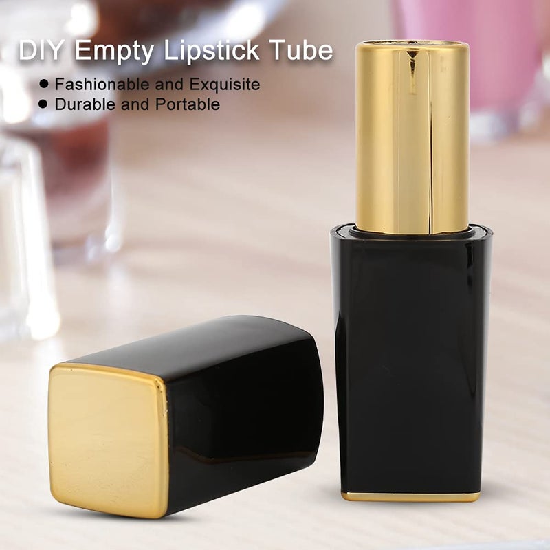 Black Empty Lipstick Containers, DIY Lip Balm Tubes for Homemade Lipstick, Reusable ABS Refillable Tube with 12.1mm Inner Diameter for Crafting and Gifting (Single opp bag [Glossy magnetic buckle - Image 3