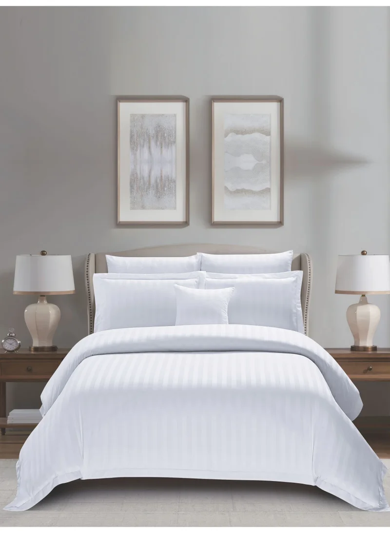 Donetella Striped Comforter Set, King Size (260x240 cm), 8-Piece Hotel Bedding with 350 GSM Filling – Comforter, Comforter Cover, Fitted Sheet, Pillowcases &amp; Cushion Cover