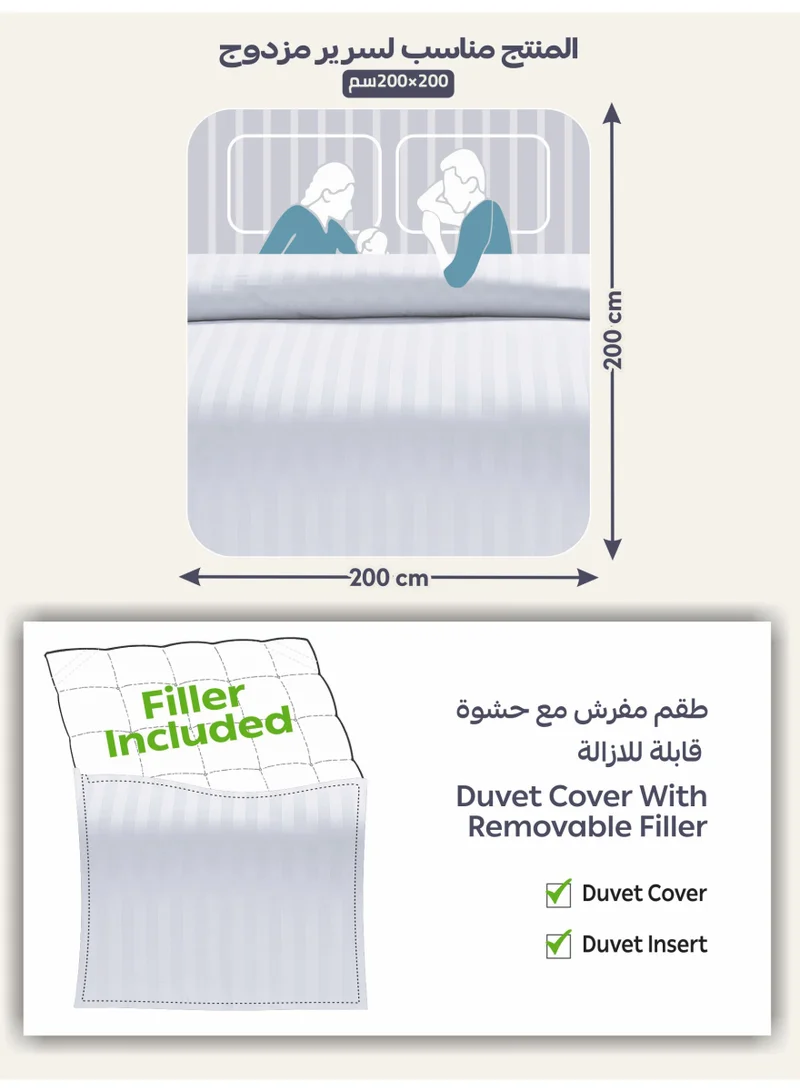 Donetella Striped Comforter Set, King Size Fits 200x200 cm, 8-Piece Hotel Bedding with 350 GSM Filling – Comforter, Comforter Cover, Fitted Sheet, Pillowcases &amp; Cushion Cover