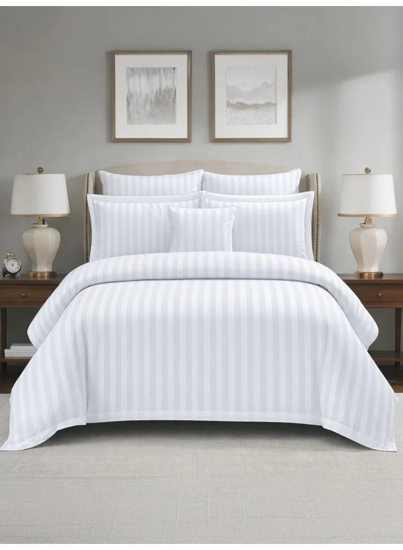 Donetella Hotel Striped Comforter Set, Fits 200x200 cm Size Bed, Removable Duvet Filler Included, 8-Pcs King Size, 350 GSM Filling.