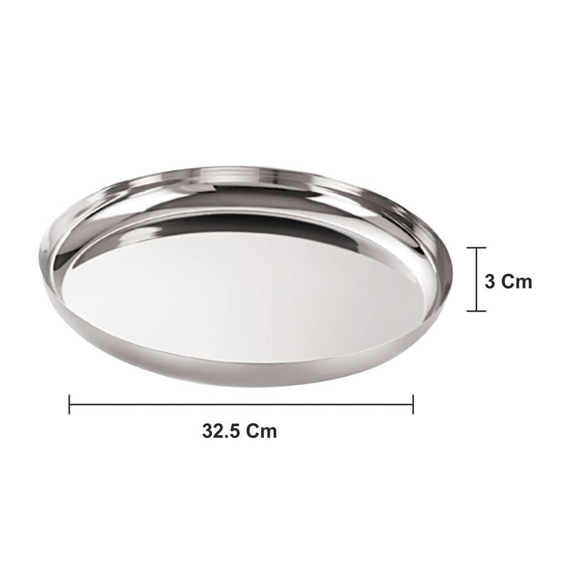 Neelam Neelam Stainless Steel 15 18 Gauge JK Khumcha Thali 33 cm Perfect for Daily Use Special Occasions HighQuality Food Grade Material Stylish Look Ideal for Home Restaurant Silver  - Image 3