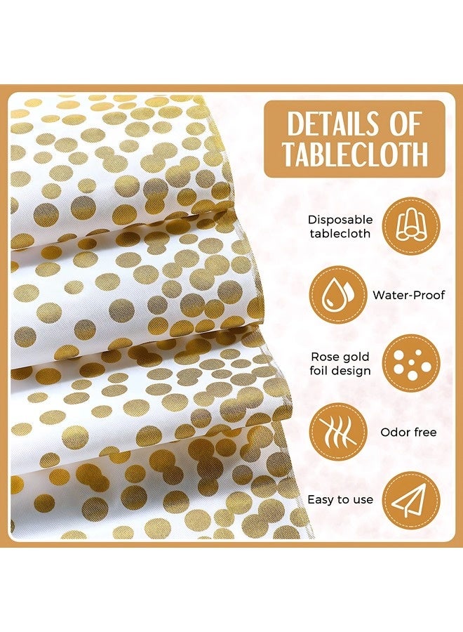 Vixplorn Two-piece disposable tablecloth and satin table runner set, white and gold polka dot tablecloth, gold satin table runner, suitable for wedding, birthday, baby shower, anniversary, Ramadan bash, New Year party decoration - Image 4