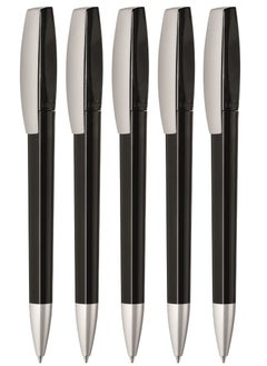 Uma Twist ballpoint pen with matt chrome metal tip- Made in Germany (Pack of 5, Black)  - Image 1