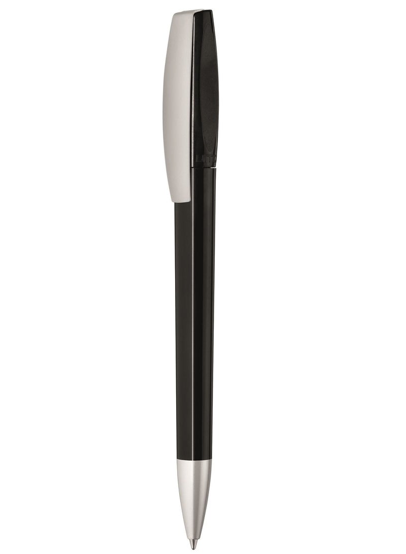 Uma Twist ballpoint pen with matt chrome metal tip- Made in Germany (Pack of 5, Black) - Image 2
