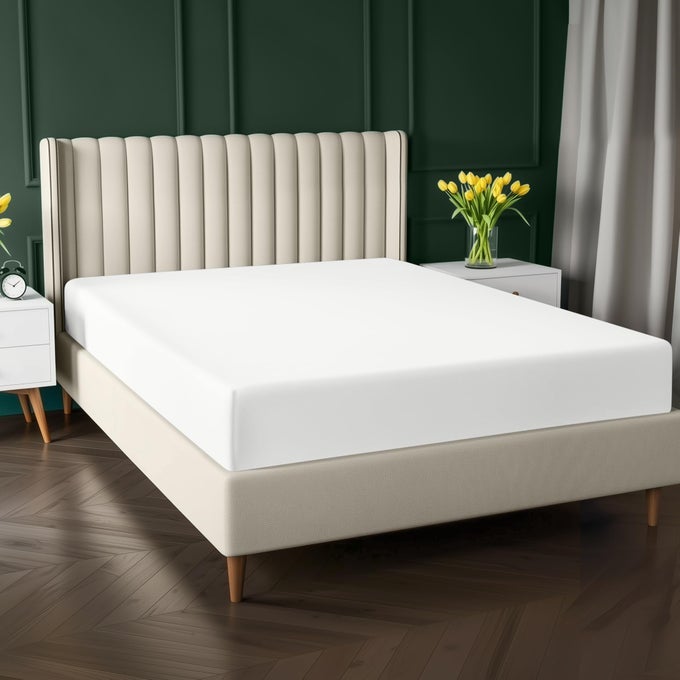 FITTED SHEET SUPER KING WHITE DEEP POCKET 30CM BOTTOM SHEET EASY CARE SOFT BRUSHED MICROFIBRE FABRIC SHRINKAGE AND FADE RESISTANT