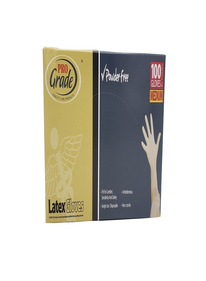 Pro-Grade Pro Grade Latex Gloves Powder Free 100 Gloves MEDIUM - Image 2
