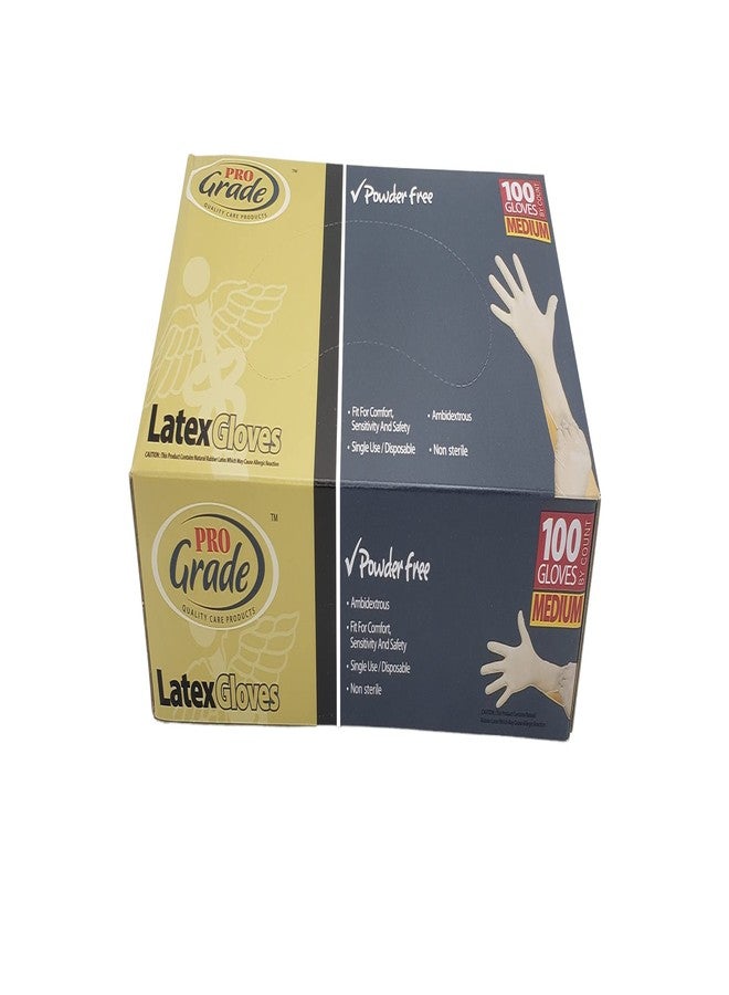 Pro-Grade Pro Grade Latex Gloves Powder Free 100 Gloves MEDIUM - Image 1