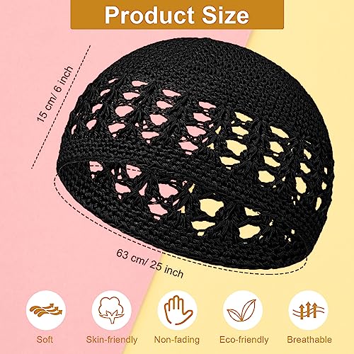 Boyiee 4 Pieces Kufi Hat for Men Knit Kufi Cap Crochet Beanie Skull Beanie Muslim African Hat for Men Women (Black) - Image 2