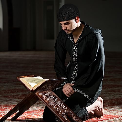 Boyiee 4 Pieces Kufi Hat for Men Knit Kufi Cap Crochet Beanie Skull Beanie Muslim African Hat for Men Women (Black) - Image 5