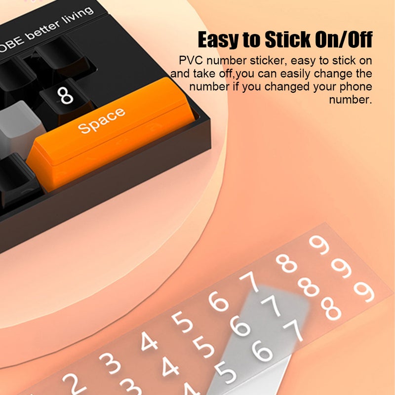 Temporary Parking Phone Number Plate: Black & Orange Firmly Adhesive VHB Nano Gel - Rotatable Privacy Hidden Cover Luminous Visible For Night Car Parking & Traffic Jam Stress Relief - Image 4