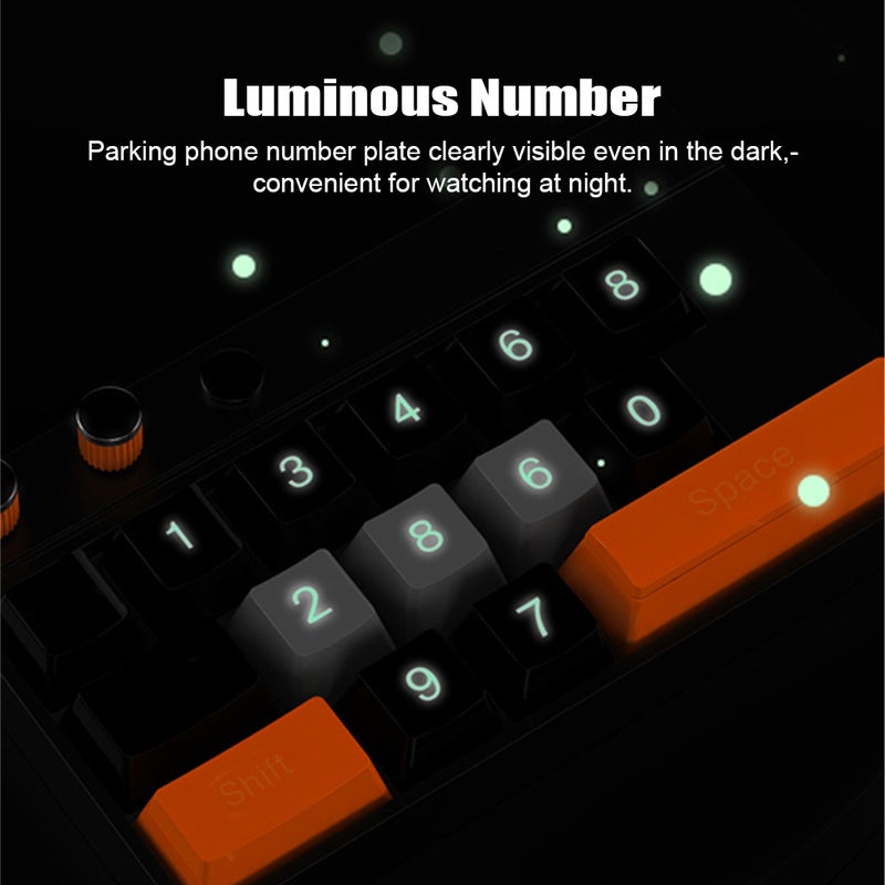 Temporary Parking Phone Number Plate: Black & Orange Firmly Adhesive VHB Nano Gel - Rotatable Privacy Hidden Cover Luminous Visible For Night Car Parking & Traffic Jam Stress Relief - Image 5