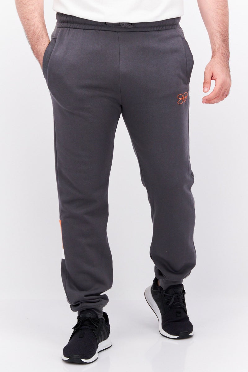 CROSSHATCH Men Regular Fit Drawstring Brand Logo Jogger Pants, Grey - Image 1