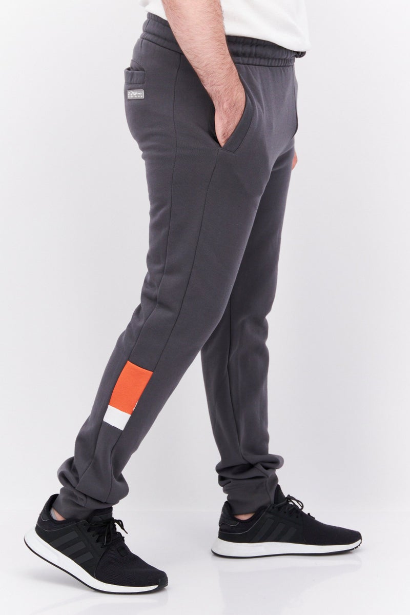 CROSSHATCH Men Regular Fit Drawstring Brand Logo Jogger Pants, Grey - Image 3