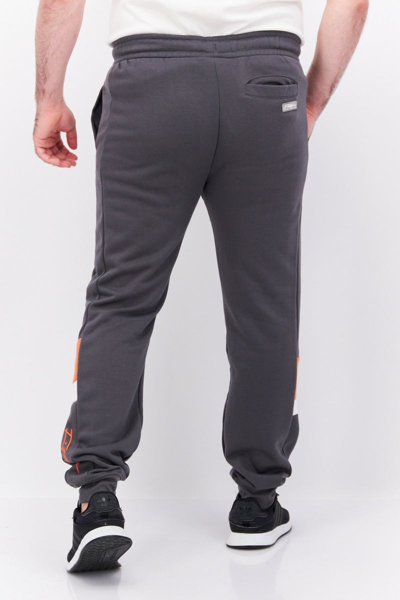 CROSSHATCH Men Regular Fit Drawstring Brand Logo Jogger Pants, Grey - Image 2