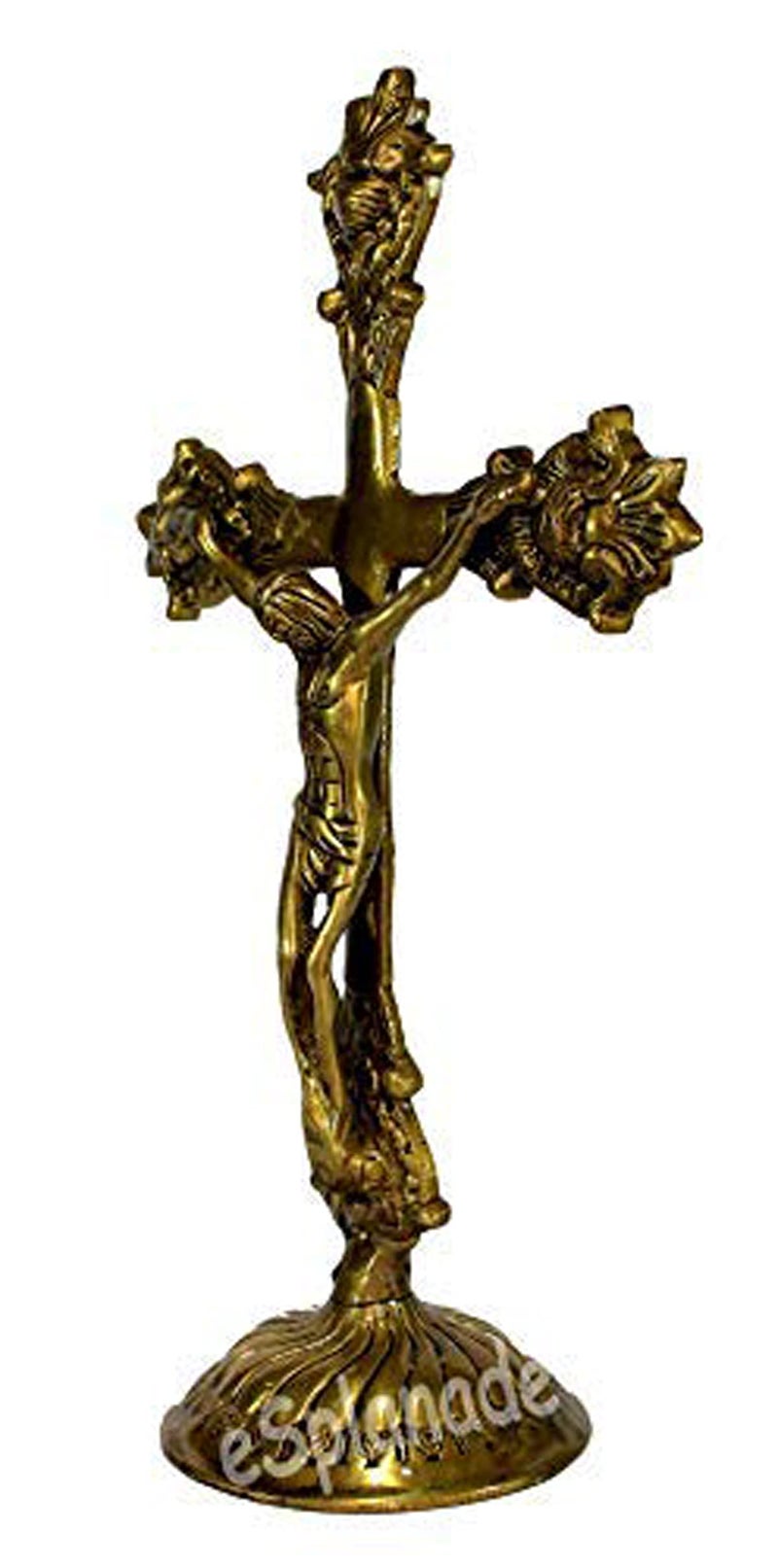 ESPLANADE Brass Golden Christian Cross Jesus Cross Holy Statue of Jesus Christ Antique Finish - Spiritual Idols - Religious Statues - 11" Inches - Image 5