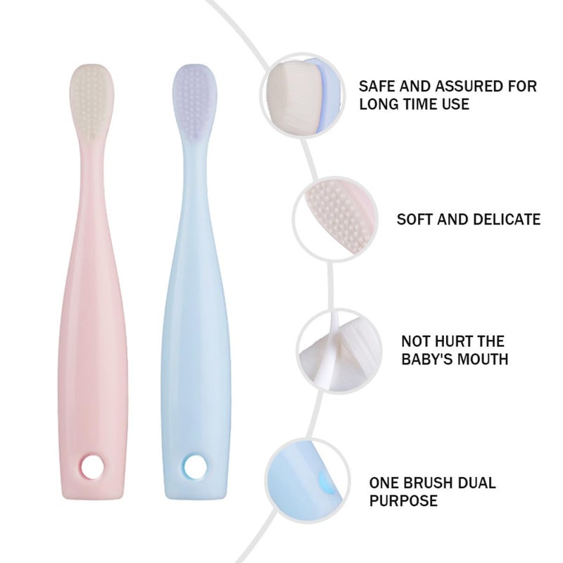 Soft Bristle Baby Toothbrush 2 Pack With Tongue Cleaner For Newborn Oral Hygiene Gum Protection - Image 4