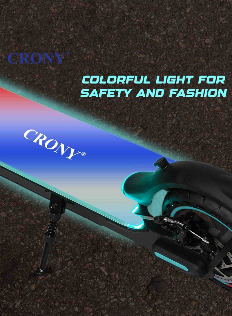 Crony M365 7 Colors E-Scooter 250W Motor, 25-45KM/H Speed, 10-25KM Range, Front Suspension, Durable Honeycomb Tires,Smart App Control,Aluminum Alloy Frame, 100KG Max Load, 36V/7.8AH Battery,Easy Folding, LED Light Base, Commuter Electric Scooter for Adults & Kids, Portable, Lightweight Design, Durable Honeycomb Tires, Bluetooth Connectivity, Ideal for Daily Commute & Leisure Rides, 3-5 Hours Charging Time, Normal/Disc Brakes, IPX4 Waterproof, 7 Colors LED Deck Lights，Red - Image 3