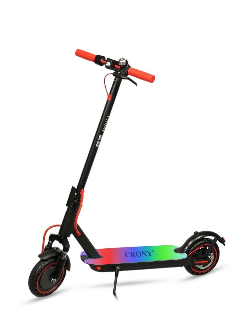 Crony M365 7 Colors E-Scooter 250W Motor, 25-45KM/H Speed, 10-25KM Range, Front Suspension, Durable Honeycomb Tires,Smart App Control,Aluminum Alloy Frame, 100KG Max Load, 36V/7.8AH Battery,Easy Folding, LED Light Base, Commuter Electric Scooter for Adults & Kids, Portable, Lightweight Design, Durable Honeycomb Tires, Bluetooth Connectivity, Ideal for Daily Commute & Leisure Rides, 3-5 Hours Charging Time, Normal/Disc Brakes, IPX4 Waterproof, 7 Colors LED Deck Lights，Red - Image 1