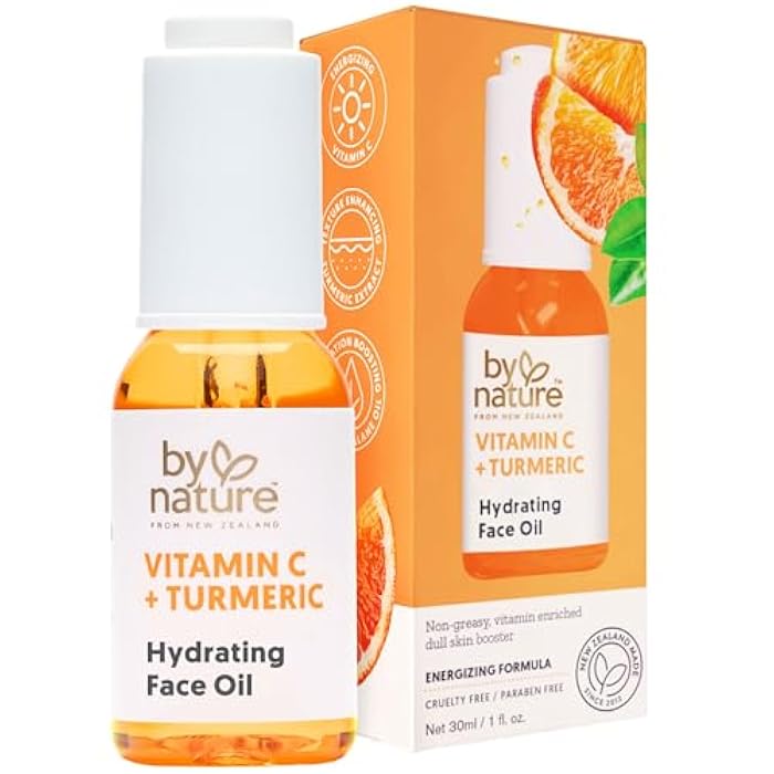 By Nature Brightening & Hydrating Face Oil - Vitamin C Oil & Turmeric Extract Enriched with Plant Squalane Oil for Face- Revitalize Dull, Tired Skin - Vitamin C Face Oil for Women and Men, 1 Fl Oz - Image 1