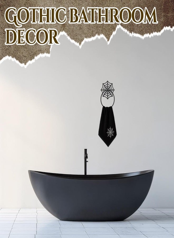 Yiyiring 2Pcs Gothic Cobweb Metal Towel Rings Halloween Cobweb Towel Holder Oil Rubbed Bath Towels Ring Black Art Hand Towels Rack for Bathroom Kitchen Hanger Home Decors Gifts - Image 5