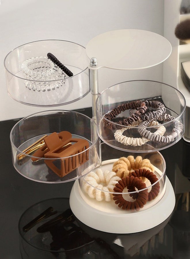 DUNISO Jewelry Storage Box,4-Tier Acrylic Jewelry Organizer Storage Box, 360° Rotatable Clear Layer Acrylic Organizer,Clear Jewelry Storage Tray with Lid for Earrings, Bracelets, Necklaces - Image 4