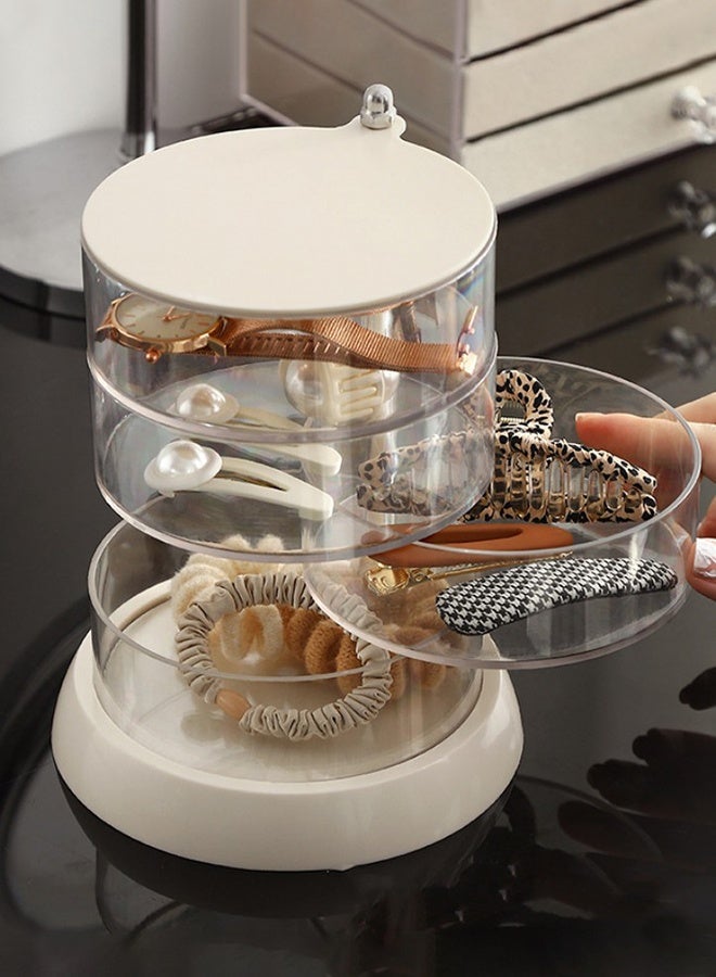 DUNISO Jewelry Storage Box,4-Tier Acrylic Jewelry Organizer Storage Box, 360° Rotatable Clear Layer Acrylic Organizer,Clear Jewelry Storage Tray with Lid for Earrings, Bracelets, Necklaces - Image 3