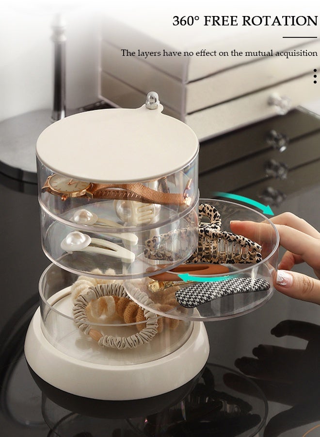 DUNISO Jewelry Storage Box,4-Tier Acrylic Jewelry Organizer Storage Box, 360° Rotatable Clear Layer Acrylic Organizer,Clear Jewelry Storage Tray with Lid for Earrings, Bracelets, Necklaces - Image 5