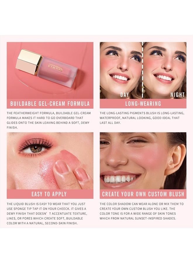 KIMUSE Soft Cream Blush Makeup, Liquid Blush for Cheeks, Weightless, Long-Wearing, Smudge Proof, Natural-Looking, Dewy Finish  - Image 2