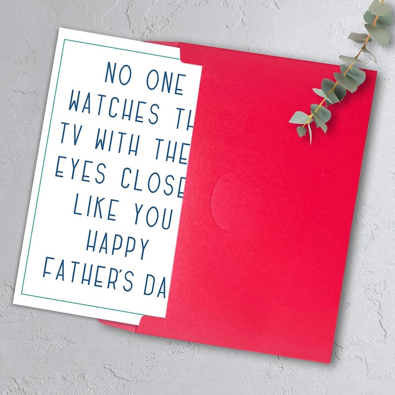 HEJOYN Fathers Day Card Gifts from Daughter Son Wife，Father's Day Card for Dad Grandpa Stepdad Husband，Cute Watches TV with Eyes Closed Cards, TV Joke Father's Day Cards - Image 4