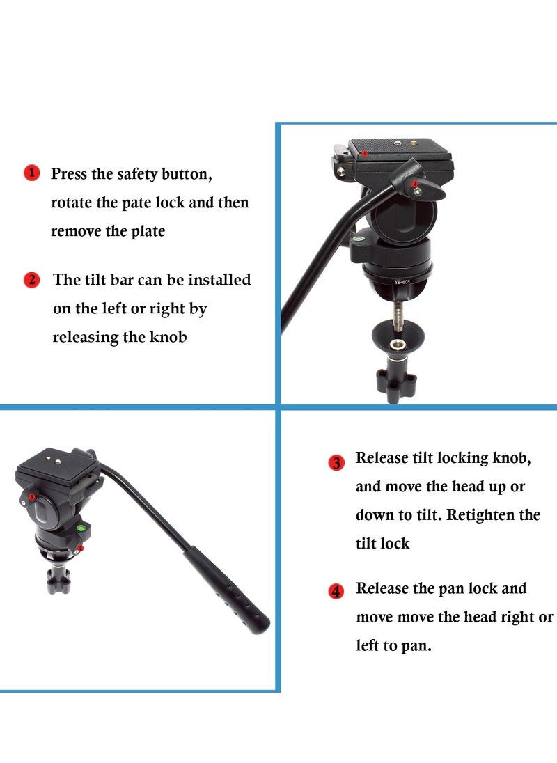 Coopic CP-VT10 Professional Heavy Duty Aluminum Alloy Video Tripod 360° Degree Fluid Drag Head Max Height 170cm Compatible with Sony Canon Nikon DSLR Shooting Load up to 10KG  - Image 2