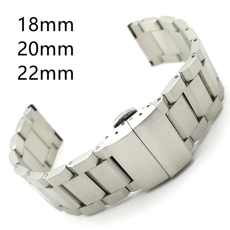 Bluejw 18-24mm Silver Black Straight End Stainless Steel Vintage Watch Band Bracelet Quick Release Watch Replacements Smart Watch Strap - Image 4