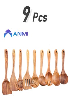 Anmi 9 PCS Wooden Spoons for Cooking  - Image 1