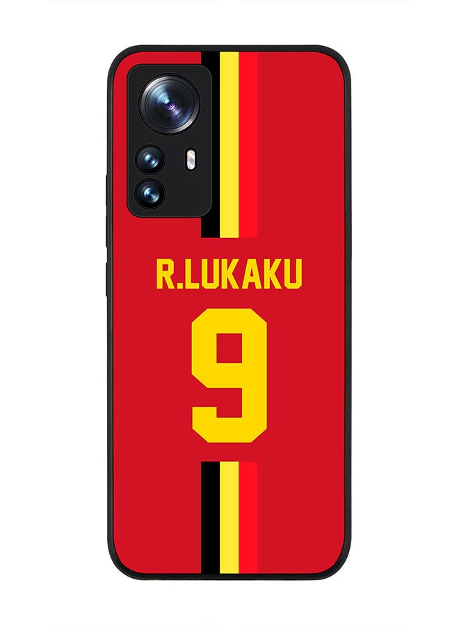 Stylizedd Rugged Black edge case for Xiaomi 12 Pro Slim fit Soft Case Flexible Rubber Edges Anti Drop TPU Gel Thin Cover - Football Team - Belgium Player Name - R.Lukaku - Image 1