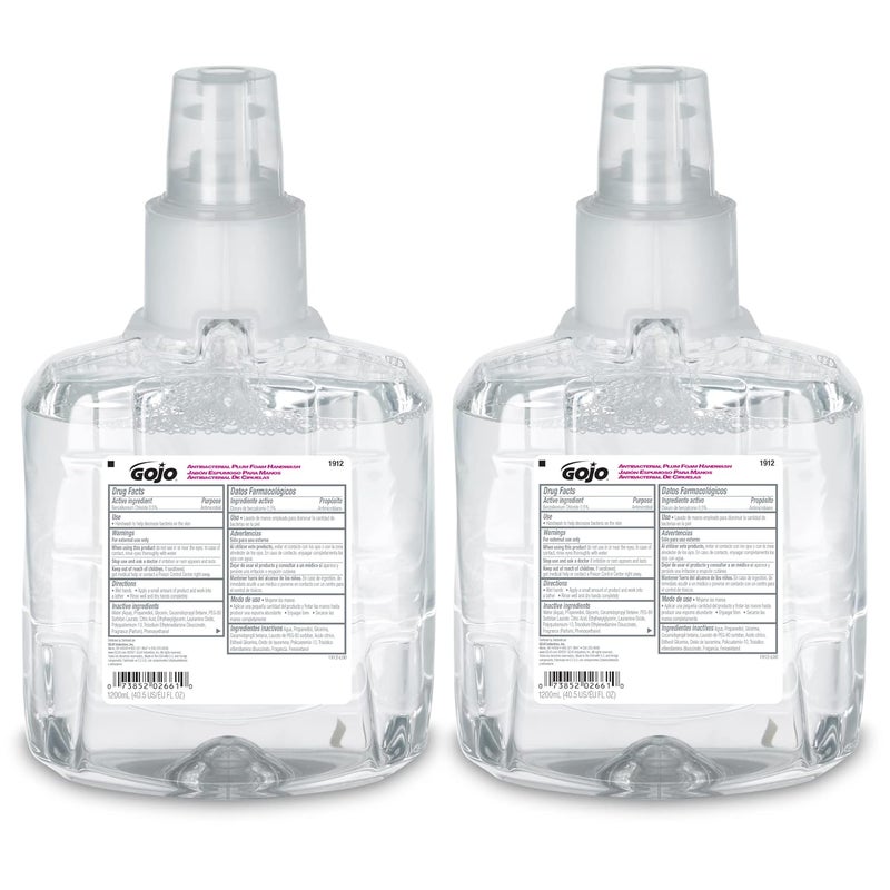 Gojo غسول يد مضاد للبكتيريا من GOJO برائحة البرقوق 1200 مل عبوة إعادة تعبئة لآلة توزيع LTX12 بدون لمس عبوة من 2