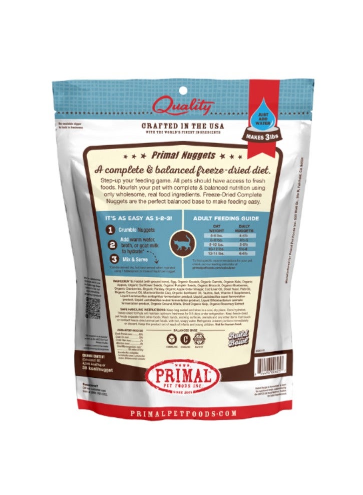 Primal Pet Foods Freeze Dried Cat Nuggets Rabbit Complete And Balanced Meal 156g - Image 2