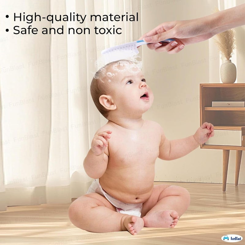 FunBlast Baby Comb and Brush Set – 2 Pieces Mini Grooming Kit with Soft Bristles, Massage Brush & Comb for Newborns, Infants, and Toddlers, Baby Grooming Kit (Blue) - Image 2