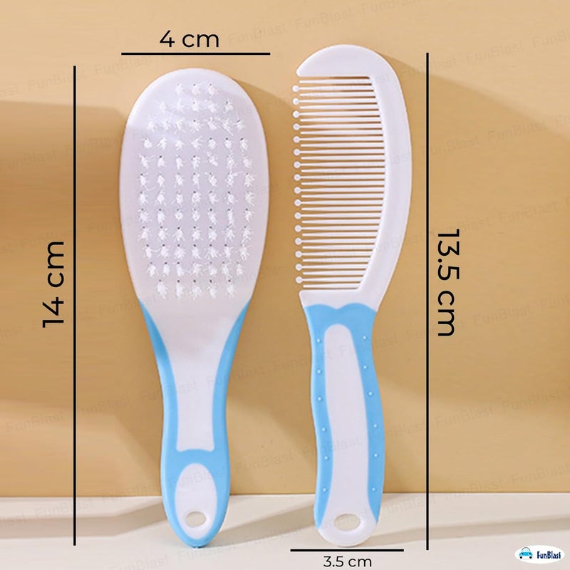 FunBlast Baby Comb and Brush Set – 2 Pieces Mini Grooming Kit with Soft Bristles, Massage Brush & Comb for Newborns, Infants, and Toddlers, Baby Grooming Kit (Blue) - Image 3