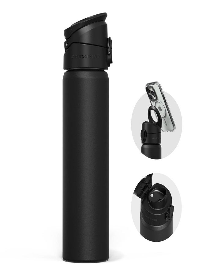 RHINOSHIELD AquaStand Magnetic Bottle 23 oz | Round Mouth Stainless Steel Insulated Water Bottle, Sport Bottle with MagSafe Compatible Handle, Tripod with Adjustable Angles, Leak Proof - Classic Black - Image 1