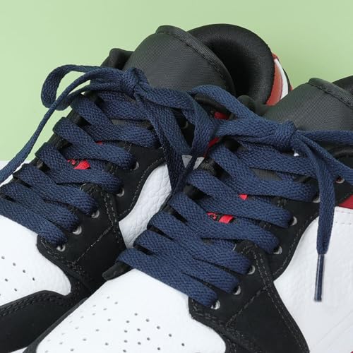 Stepace [2 Pairs Flat Shoe Laces for Sneakers 5/16" Width 30"-72" Length 26 Color Shoelaces Navy Blue 54"(137 cm) - Image 2