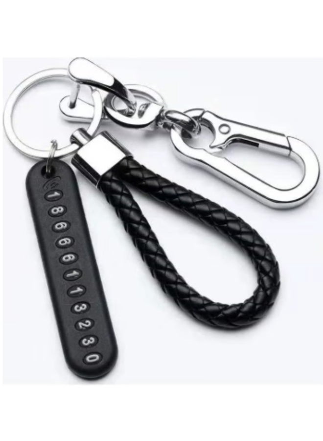 Anti-lost Car Keychain with Phone Number Card Keyring Phone Number Plate Key Ring Auto Vehicle Key Chain Accessories - Image 1