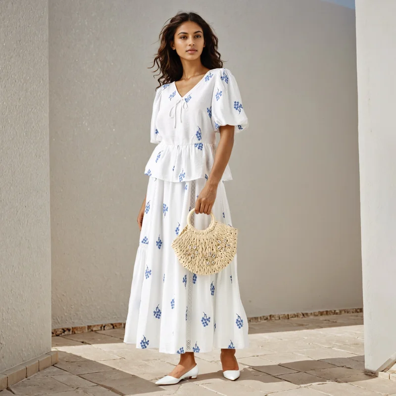 تواكستريمز V Neck Blouse With Embroidery