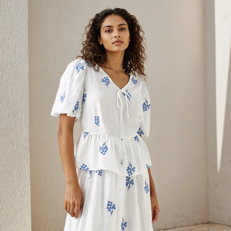 تواكستريمز V Neck Blouse With Embroidery