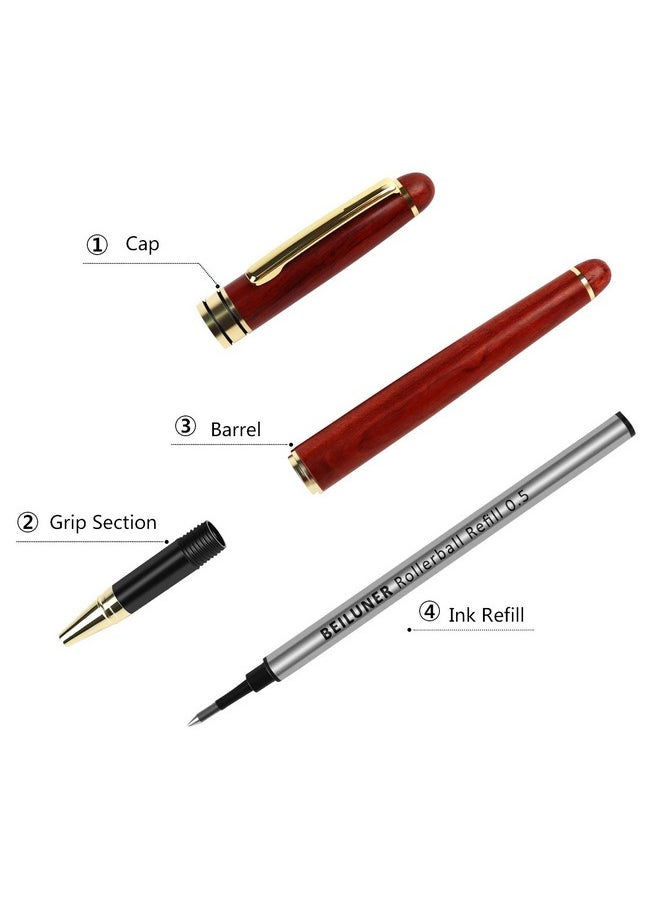 BEILUNER - Luxury Rosewood Ballpoint Pen Writing Set - Elegant Fancy Nice Gift Pen Set For Signature Executive Business Office Supplies - Gift Boxed With Extra Refills (Black) - Image 1