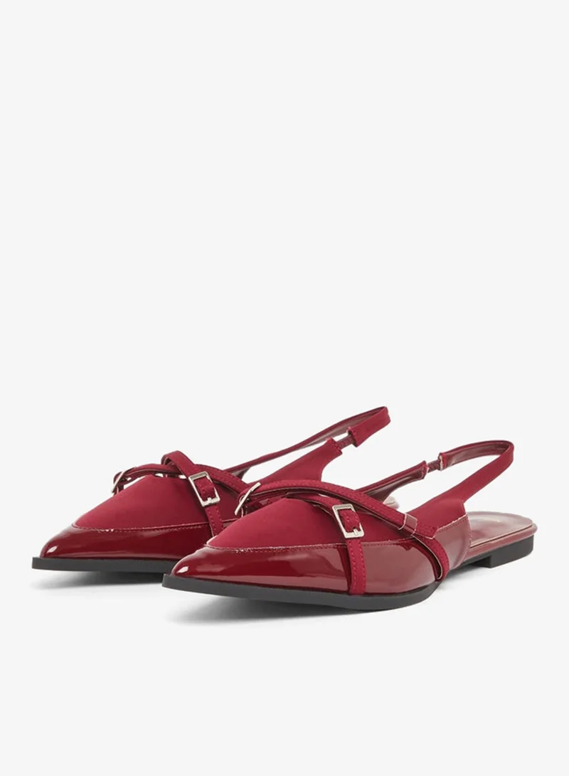 Styli Burgundy Pointed-Toe Slingback Flats