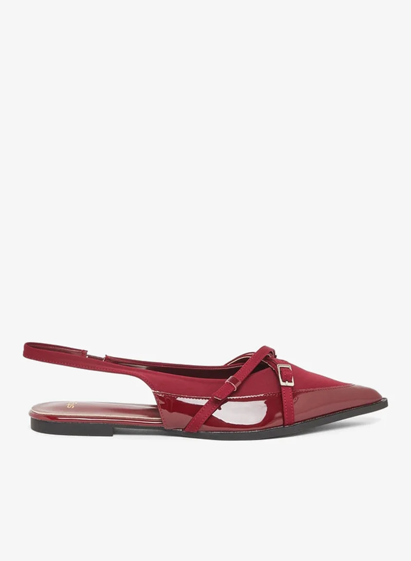 Styli Burgundy Pointed-Toe Slingback Flats