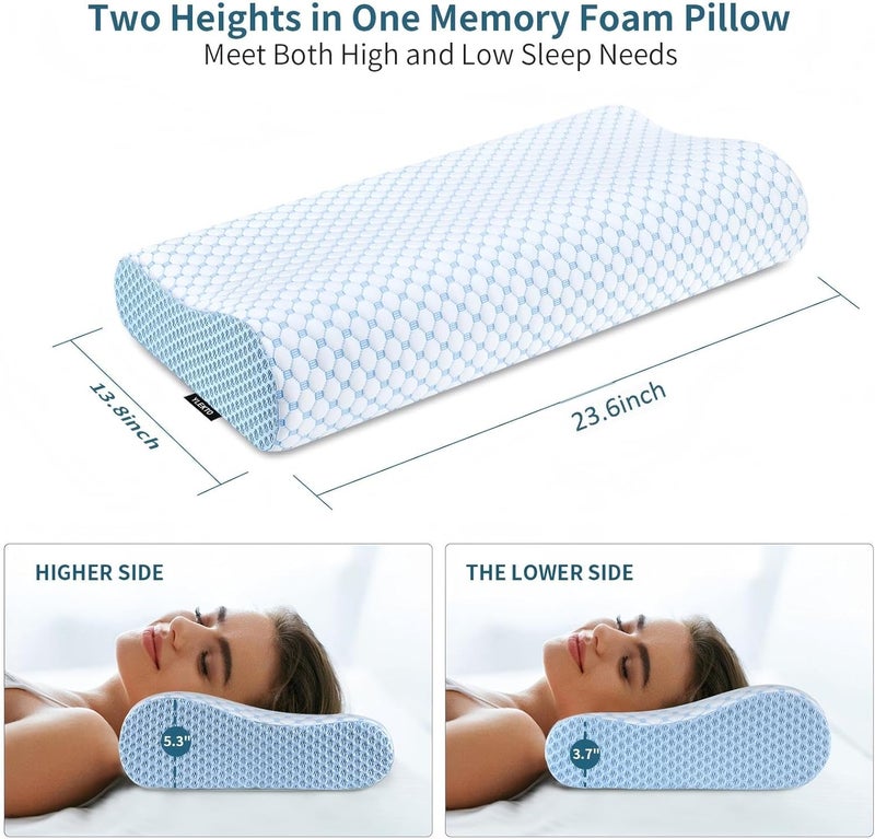 Ylekto Cervical Pillow for Neck Pain Relief, Contour Memory Foam Pillows for Sleeping, Odorless Ergonomic Pillow Adjustable Orthopedic Cooling Pillow Bed Pillow Neck Support for Side Back Stomach Sleepers - Image 3